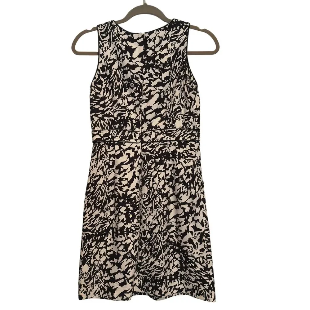 Tory Burch Silk Blend Animal Print Logo Print Sleeveless Dress Women's Size 2